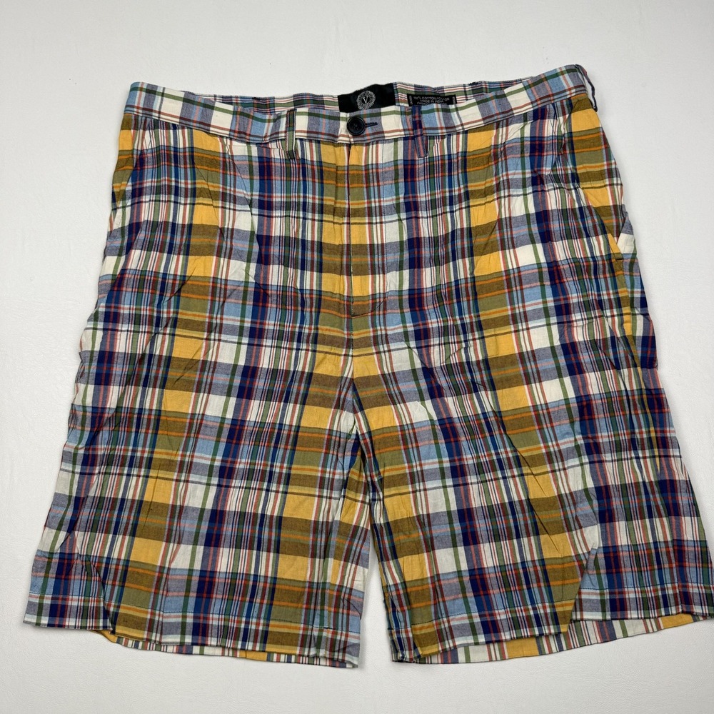 Viyella Shorts Mens 38 Multicolor Madras Plaid Chino 9 Inseam Casual Summer
